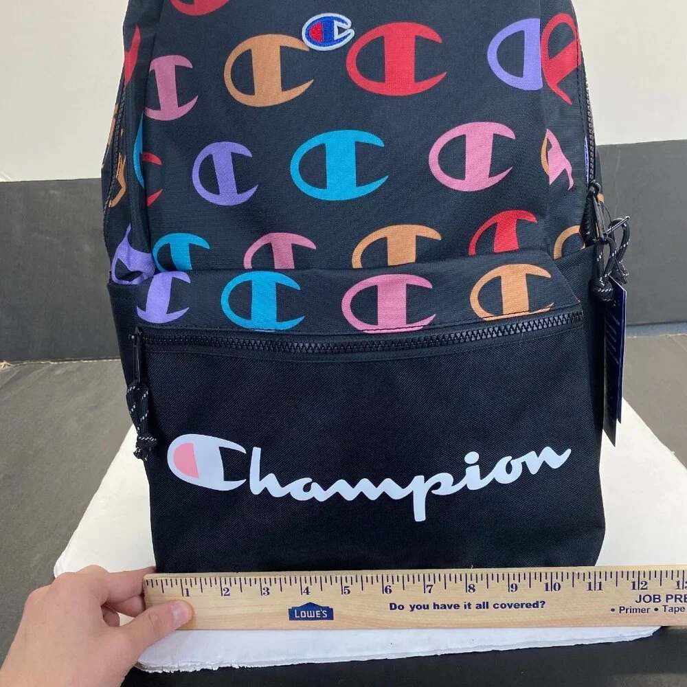 Champion 15” Backpack Black cript Logos,Laptop Sleeve,Padded Straps,Unisex New